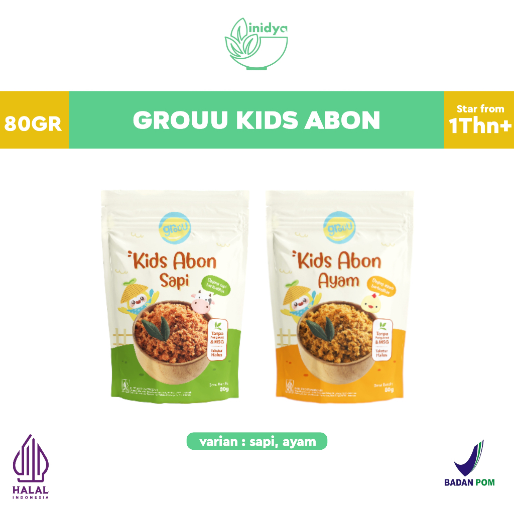 

Grouu Kids Abon 80gr - Abon Bayi | Abon Cipung | Abon Crunchy Sapi dan Ayam | abon mpasi booster | Abon Anak No MSG | Abon sapi grandville | Abon Mpasi 12 bulan+ | Abon Anak Sehat