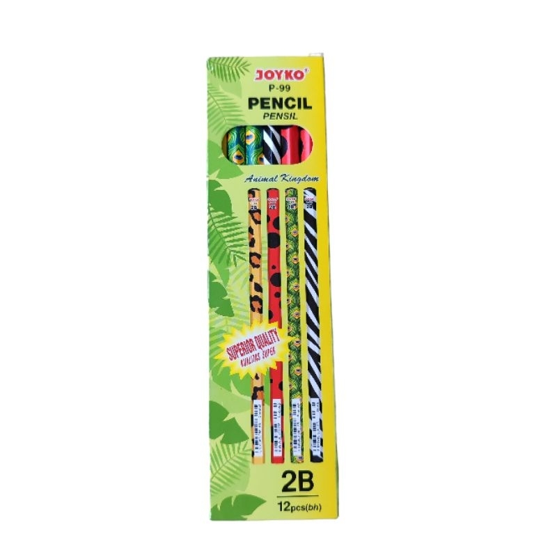 

1 Pak isi 12 Pensil Joyko 2B Hitam Motif Animal - Pensil Kayu Sekolah Bermotif
