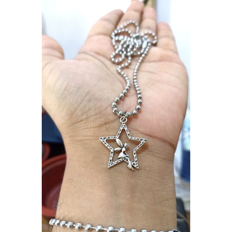 Kalung Monel Charm Peri Bintang Logam Silver
