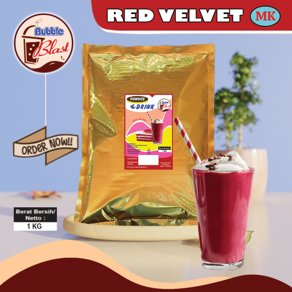 

Bubuk RED VELVET 1 KG - Bubuk Minuman Rasa Kue Redvelvet - MIX Creamer + Gula / Powder Drink