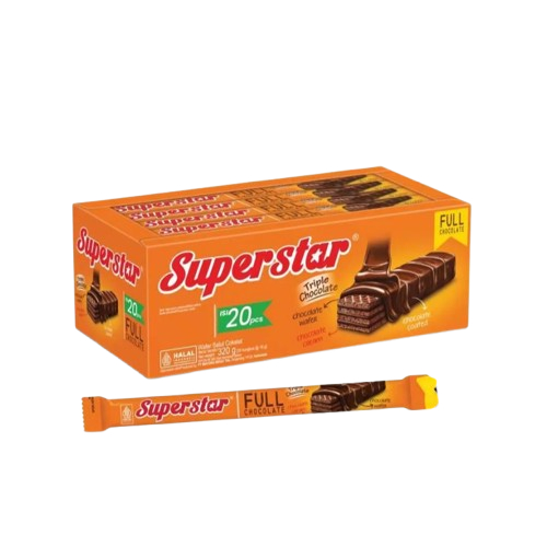 

SUPERSTAR TRIPLE CHOCOLATE 16 GRAM ISI 20 WAFER PAK BISKUIT KUE SNACK MAKANAN RINGAN CEMILAN ANAK WAFER CREAM HALAL