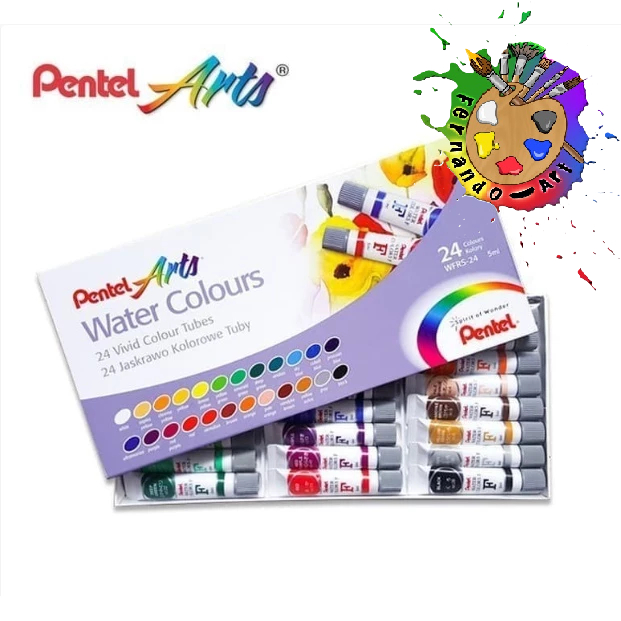 

Cat air pentel isi 24w / Water Colour 24 Vivid Colour Tubes Pentel