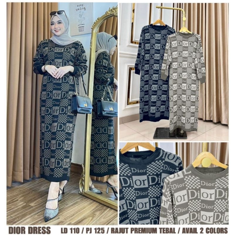 READY DIOR DRESS KNIT PREMIUM IMPORT TERBARU DRESS KNIT CASUAL