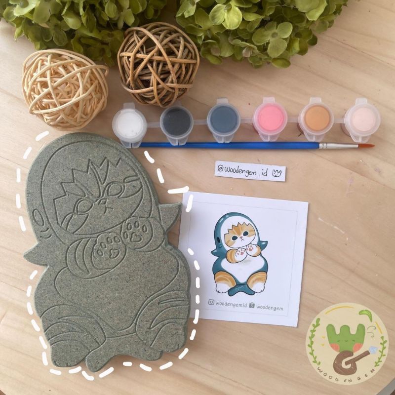 

DIY Wood Painting Kit Melukis Kayu Karakter Souvenir Anak Mofusand Shark | Woodengem
