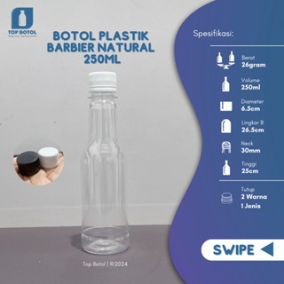 (Paket Isi 224pcs) Botol Plastik Barbier 250ml Bening Botol Barbier Grade B Botol Plastik 250ml Boto