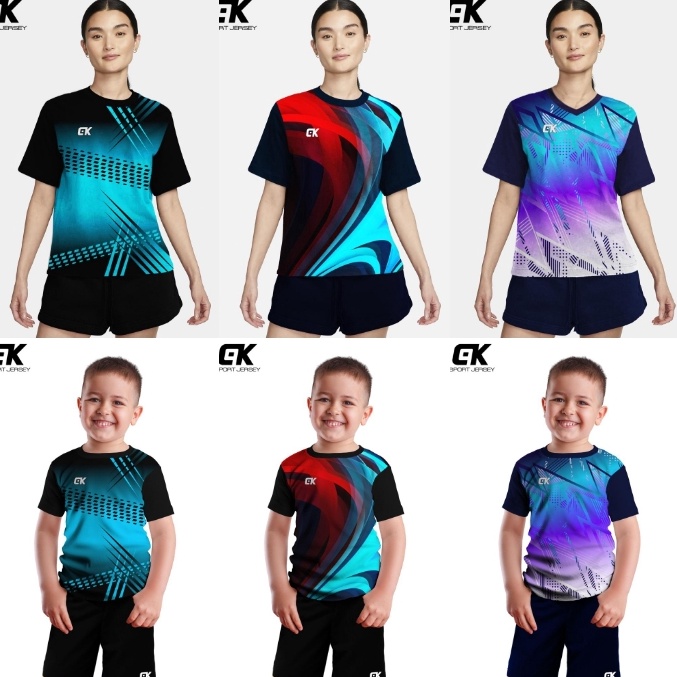KODE I28V Setelan Couple Baju Wanita  Pria Dewasa  Anak Baju Olahraga Volly Badmintoon Senam Dll Siz