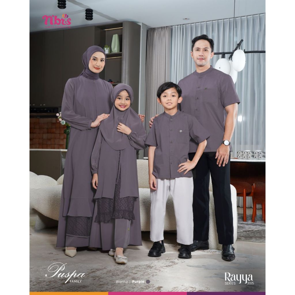 SERAGAM COUPLE KELUARGA TERBARU 2025 SARIMBIT RAYYA SERIES PUSPA PURPLE BY NBRS FASHION || BAJU BUSA