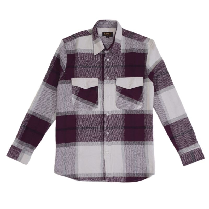 Kemeja Outer Pria Lengan Panjang Pola Reguler | Bahan Tebal Dua Kantong