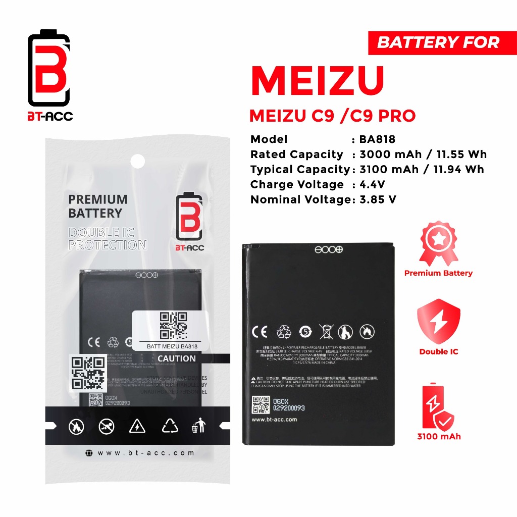 BT-ACC BA818 Baterai Battery Batre For Meizu C9 / C9 Pro