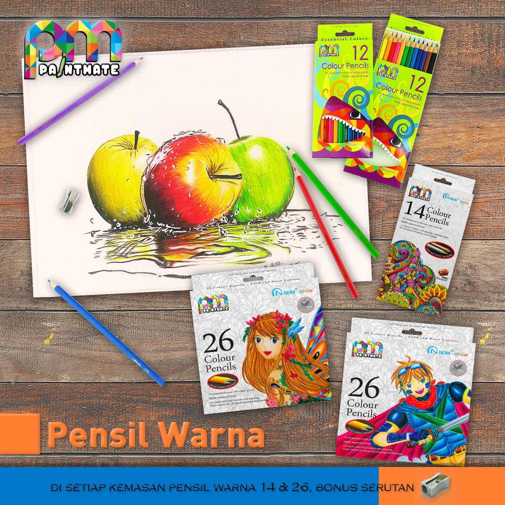 

Pensil Warna Panjang 12/14 dan 26 bonus serutan metal/NDM Pensil Warna 12/14/26 kualitas premium