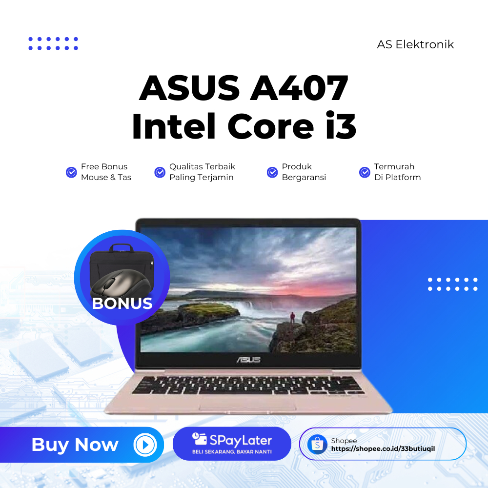SALE Laptop Asus A407 Core i3 Fingerprint RAM 8GB - 512 SSD - Bonus Mouse & Tas
