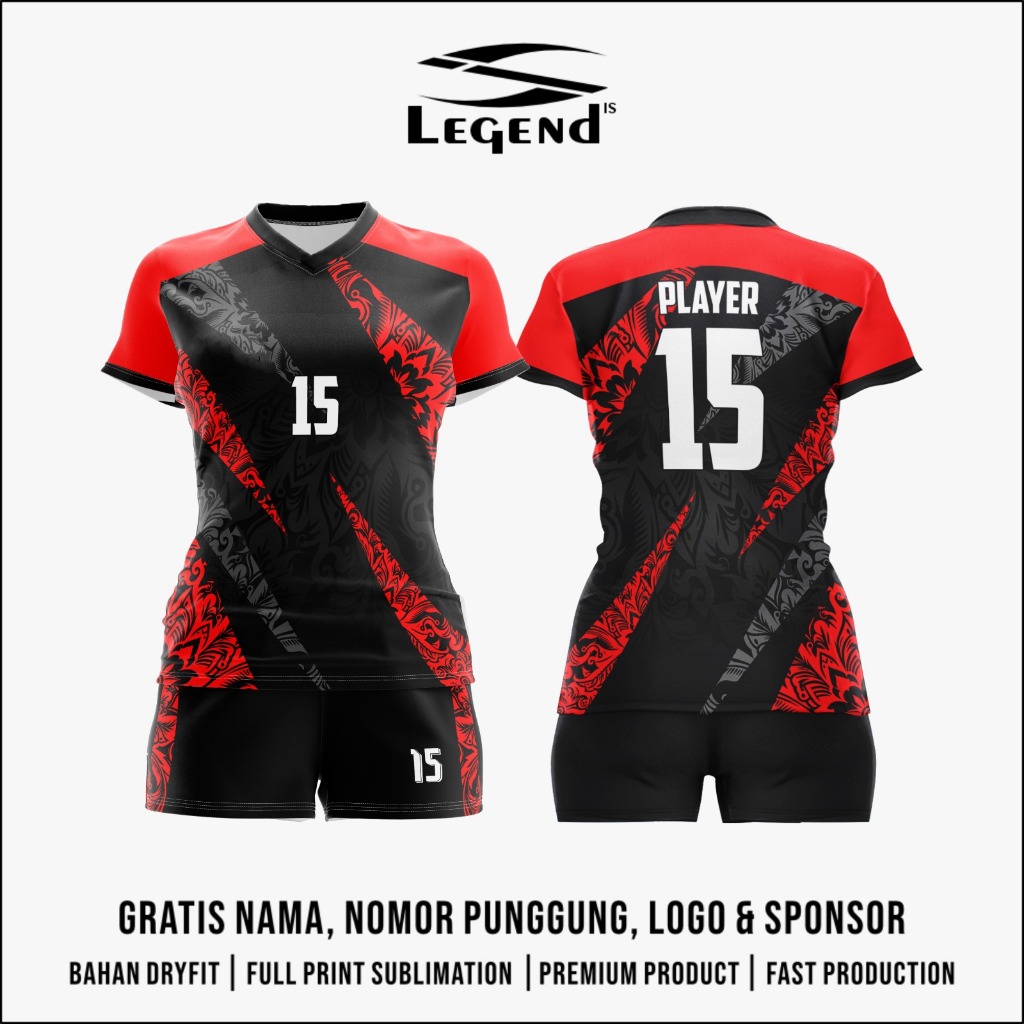 Baju Jersey Voli  Pria / Wanita Batik Strip Atasan / Setelan Gratis Pasang Nama Dan Nomor Punggung