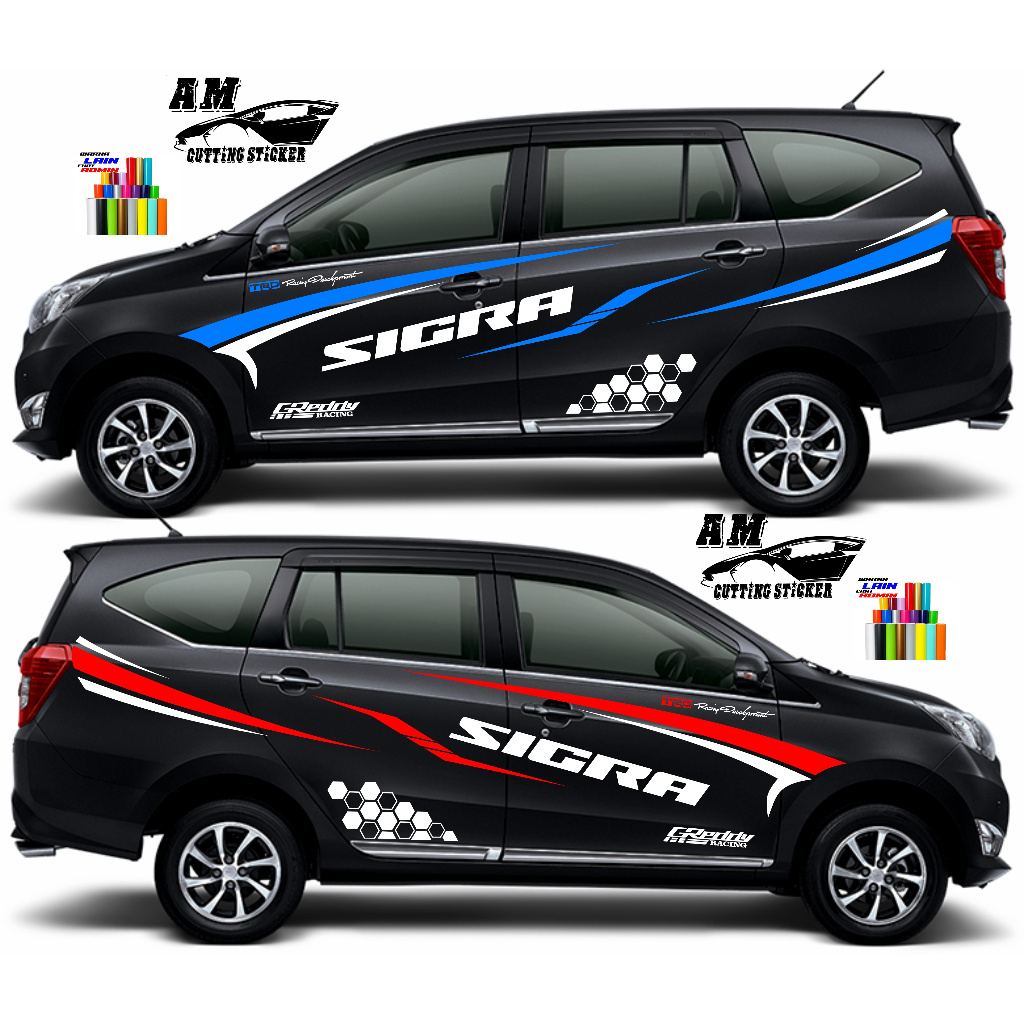Stiker Mobil Sigra Cutting Stiker Mobil Daihatsu Sigra Striping Body samping Mobil Sigra Terbaru