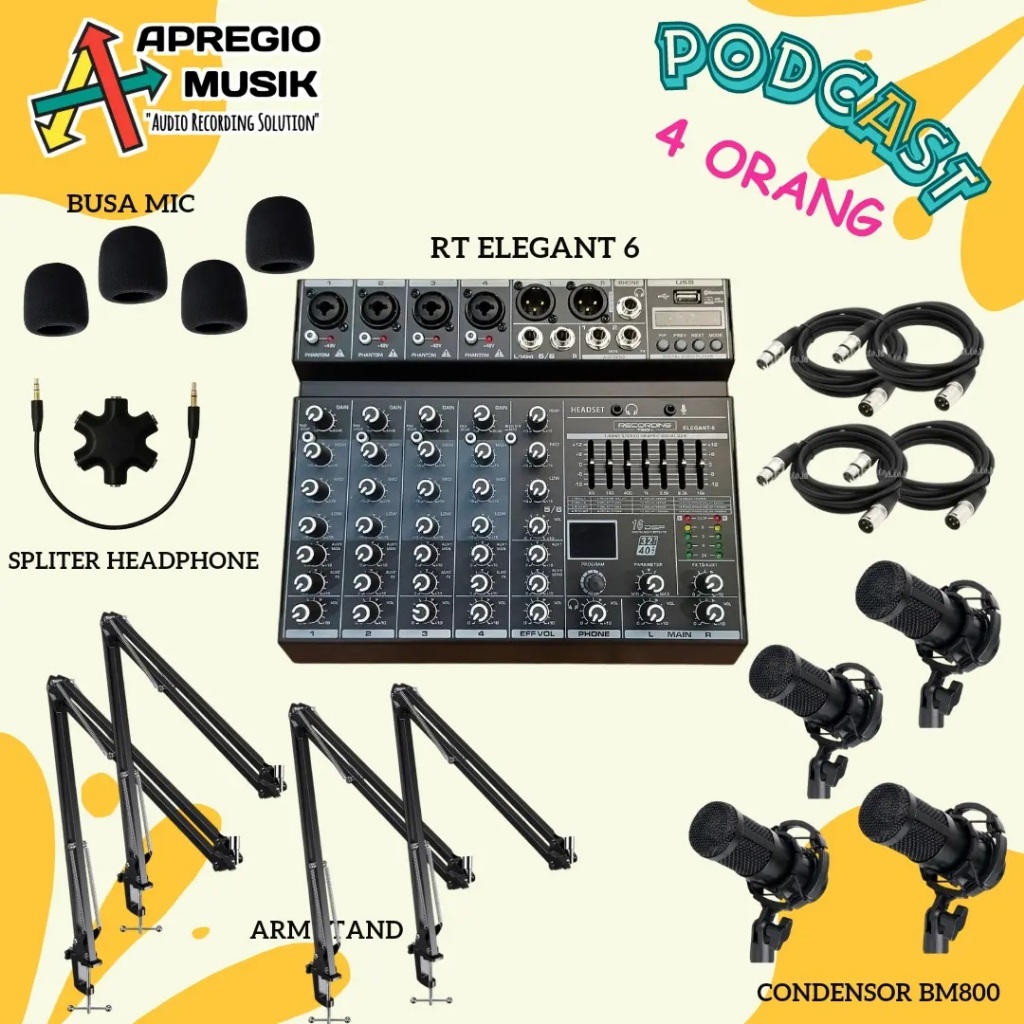 Paket Podcast 4 orang Murah lengkap RT Elegant 6 BM800