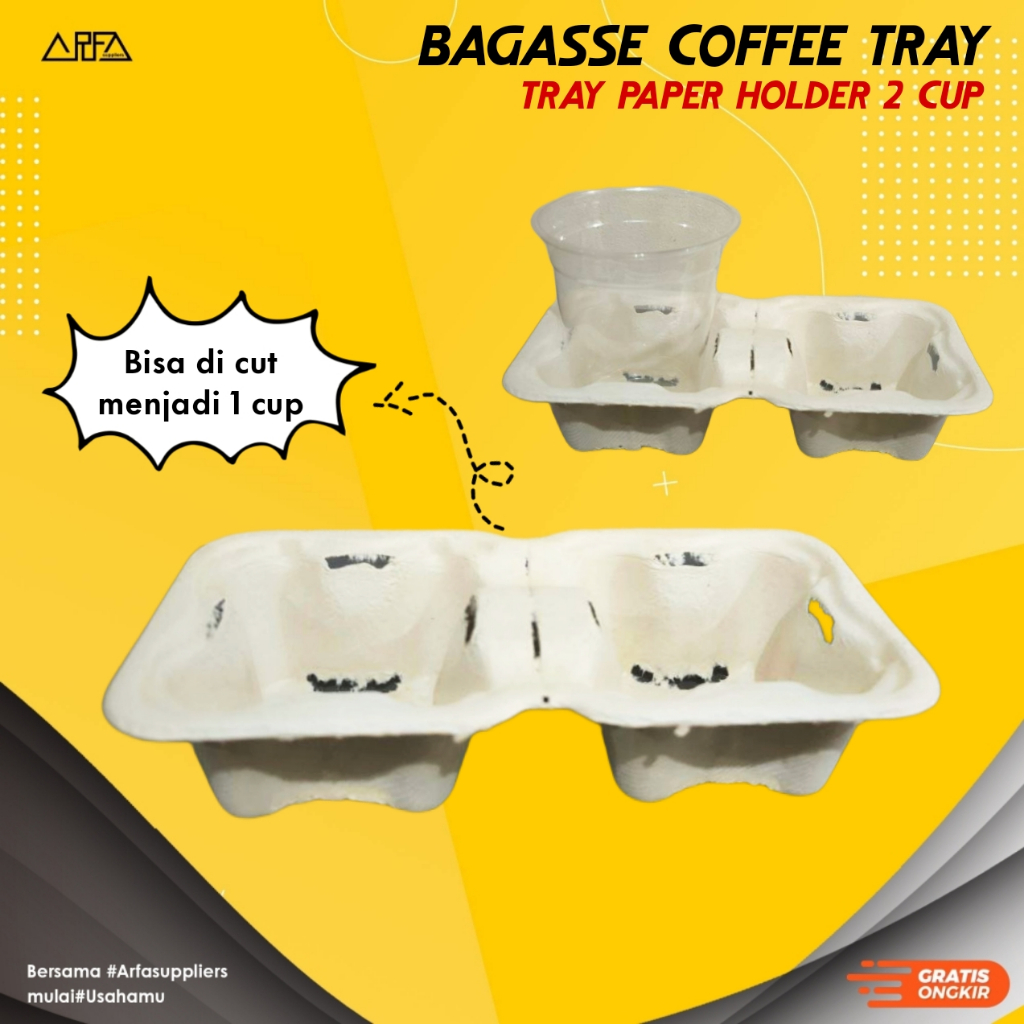 Bagasse Coffee Tray Holder Paper 2 Cup