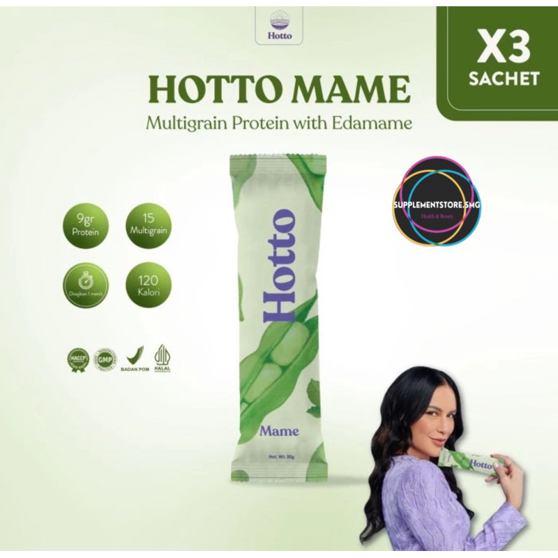 

(Bisa Gosend) 3 SACHET HOTTO MAME Hotto Purto Superfood Oat Whey Protein Multigrain Hotto Edamame Meal Replacement Pengganti Sarapan GERD HALAL BPOM