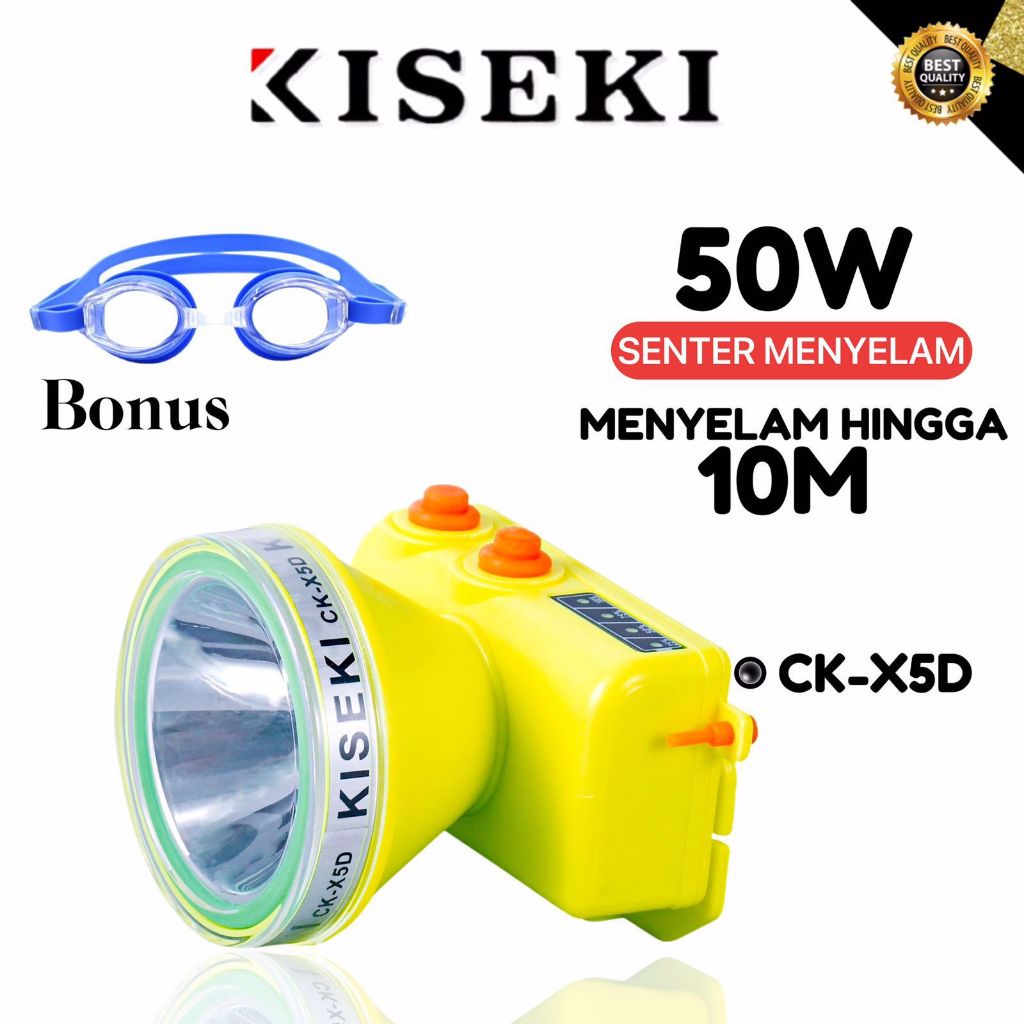 Kiseki Senter Kepala Selam CK-X5D/CK-X5 50W | Senter Selam Headlamp Super Bright Cahaya Putih