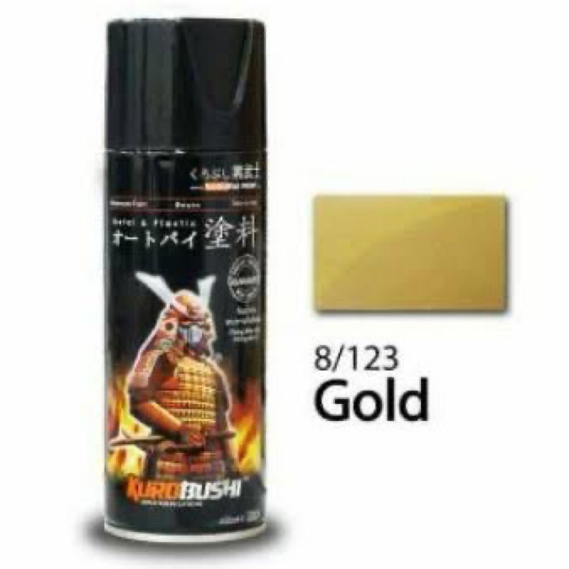 (cuci gudang )Cat pilox semprot Samurai Paint 123 gold, Pilox samurai warna gold