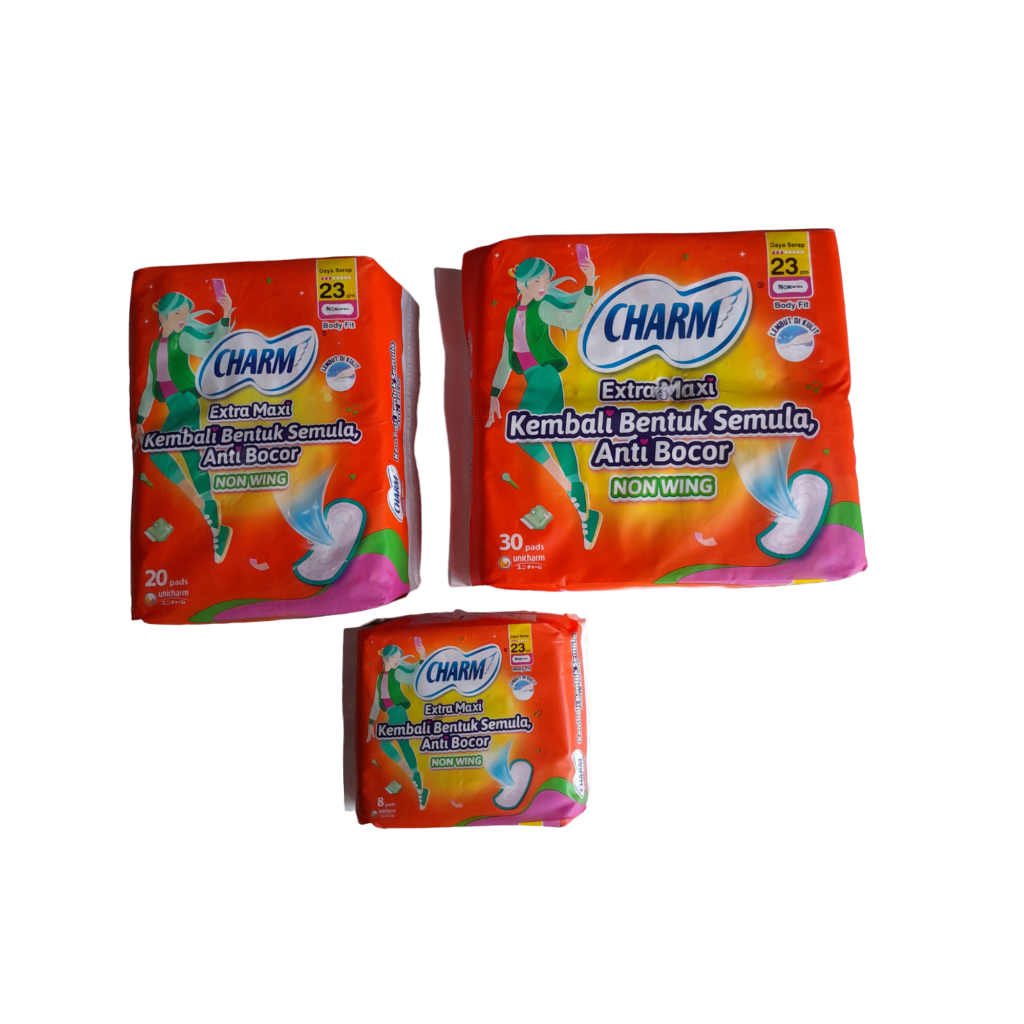Charm Pembalut Extra Maxi NON WING 8 Pads/20 Pads/30 Pads