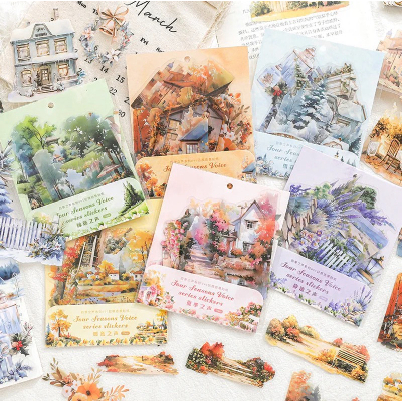 

Sticker Pack Beautiful Nature Scenery Decoration Landscape Journal Scrapbook DIY Stiker Jurnal Kit