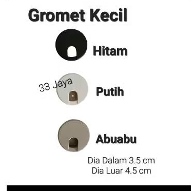 Tutup Lubang Kabel Gromet KECIL Hitam Putih Abu