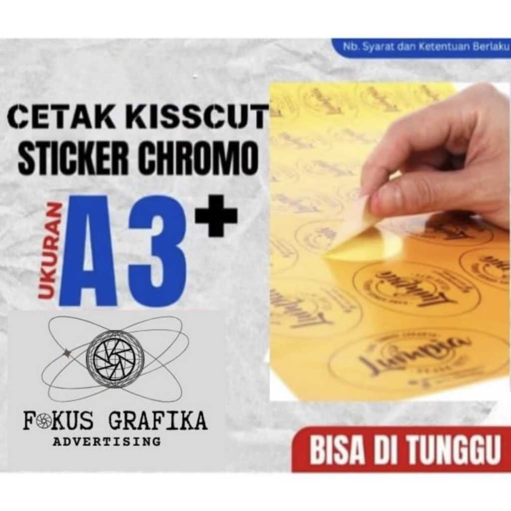 

STIKER LABEL KEMASAN CHROMO ( Tidak tahan air ) A3+ POTONG GANTUNG (KISSCUT)