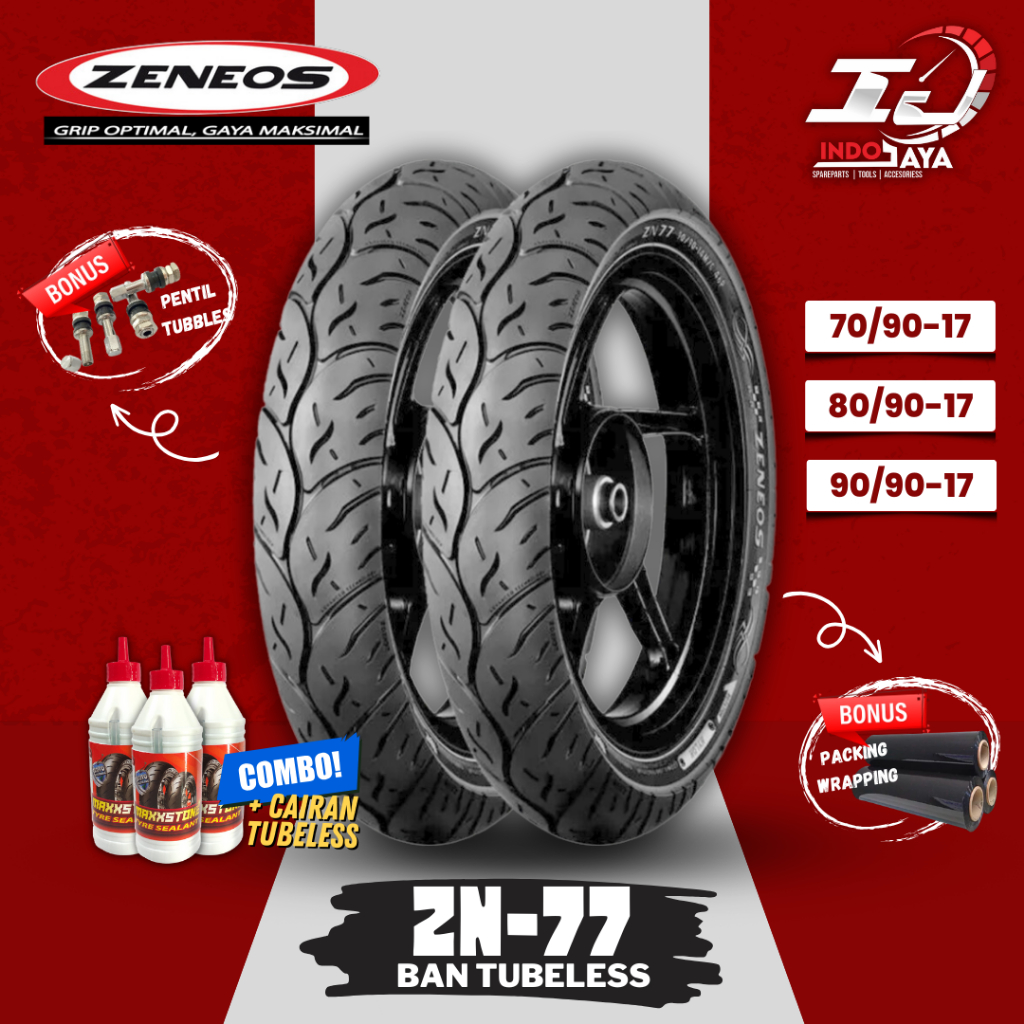 [READY COD] BAN LUAR TUBELESS ZENEOS ZN77 (70/90-17 - 80/90-17 - 90/90-17) RING 17 BAN BEBEK DEPAN B