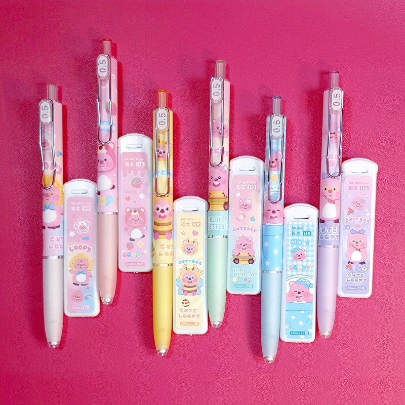 

BB Pensil Mekanik Cetek Set 0,5mm HB termasuk refill isi pensil motif Loopy