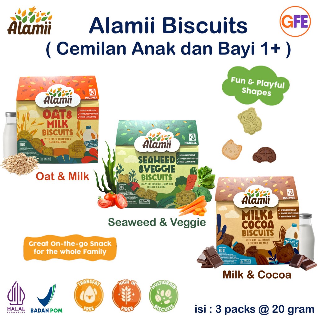 Alamii Biscuits Biskuit Camilan Sehat Anak Bayi 1 tahun Cemilan MPASI Sehat Balita Halal