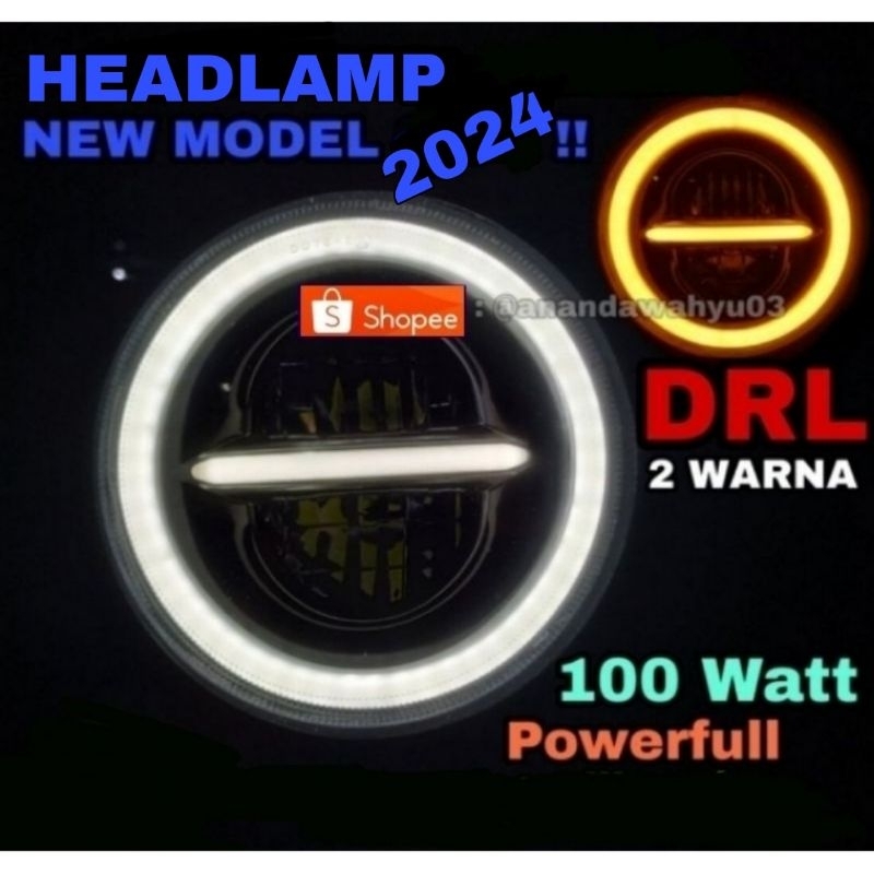 Lampu Led Depan Variasi 7 inch Full Ring Fullring 100w Original Import Dus Hitam Polos Bisa Untuk Ni