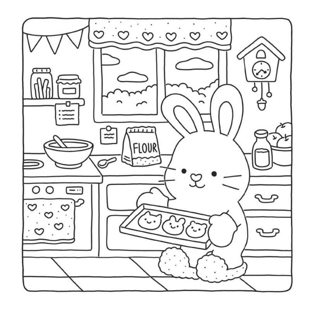 

Buku mewarnai untuk anak-anak, Fuzzy Hygge, 40 ilustrasi orisinal. Latihan melukis yang