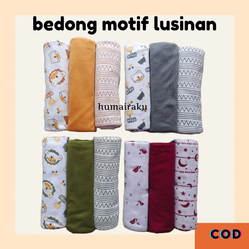 12 PCS ( 1lusin) Bedong bayi motif bahan kaos ukuran jumbo bedong bayi lusinan