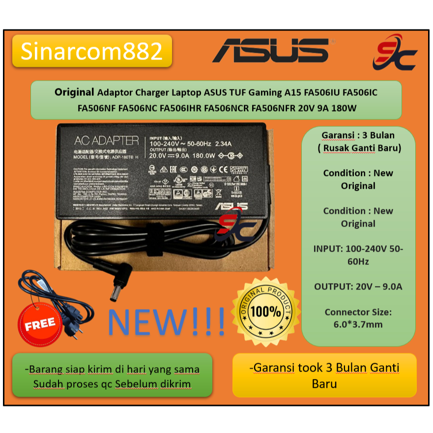 ORIGINAL Adaptor Charger Laptop ASUS TUF Gaming A15 FA506IU FA506IC FA506NF FA506NC FA506IHR FA506NC