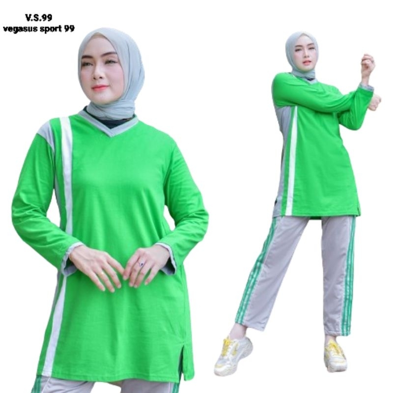 Stelan Olahraga Muslimah Wanita/Baju Olahraga Muslimah/Seragam Olahraga Tunik Muslimah Wanita/Pakaia