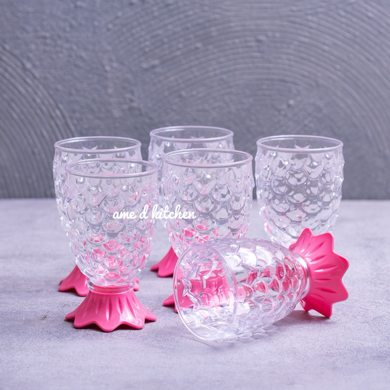 Gelas ikan pink isi 6 golden sunkist GMI 5032