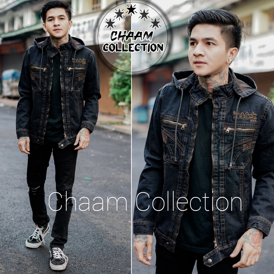 KODE F16J NEW 221 Jaket Denim Shanghai BertudungJaket Jeans Denim New Fashion Unisex