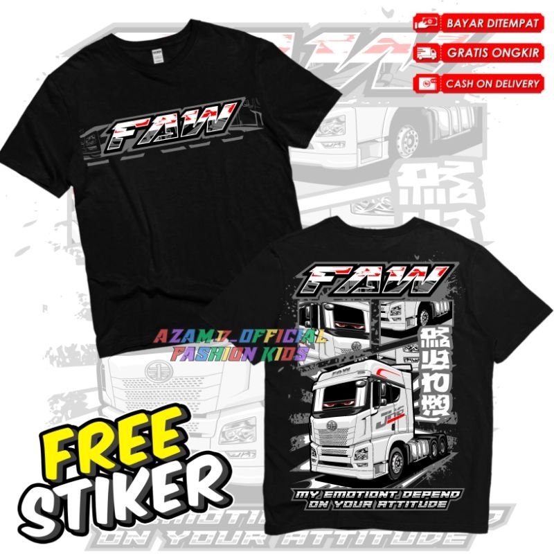 (BISA COD) Kaos Anak Baju Anak Truk Mania Truk FAW Free Nama / Kaos Tshirt Anak Truk Oleng FAW Truk 