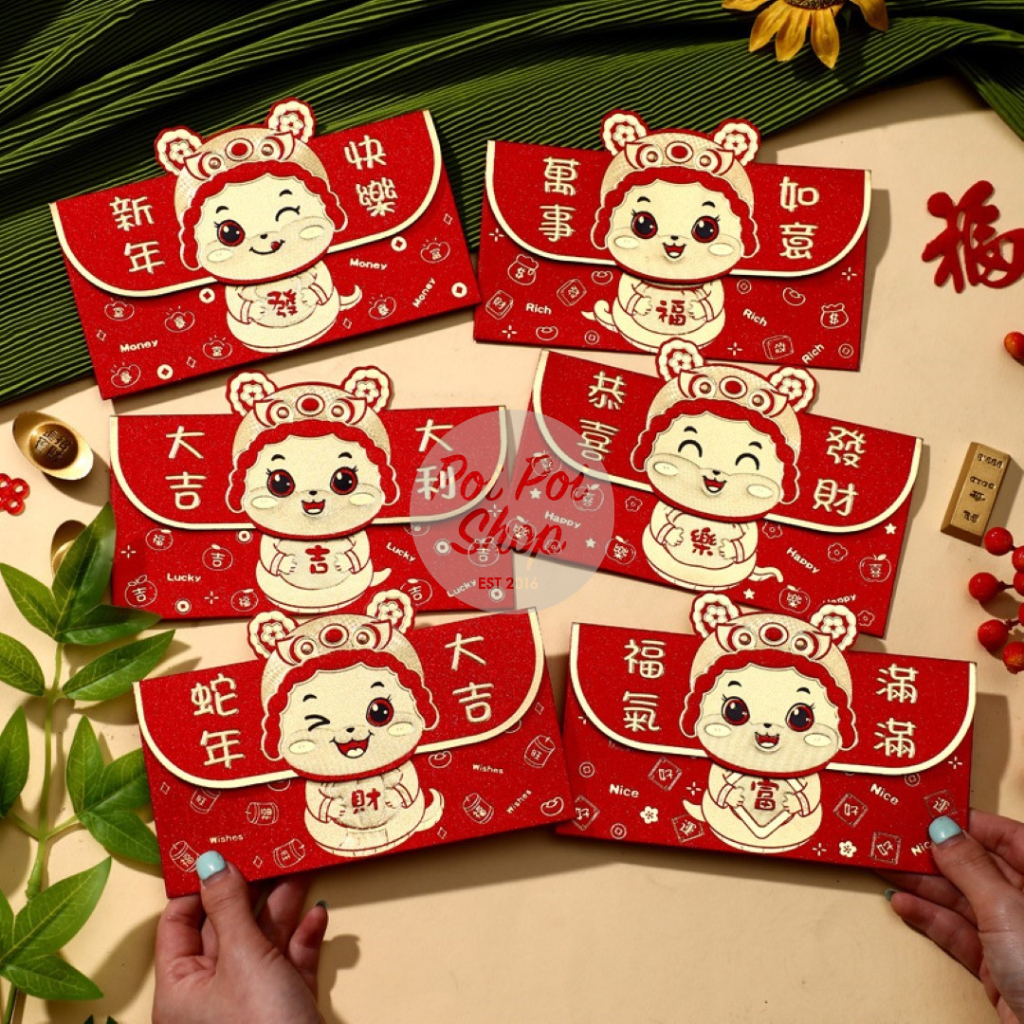 

Angpao Imlek Ular 2025 3D RX Premium Glitter H Panjang Shio Ular Angpau Ampau Hongbao Kartun Grosir Murah isi 6 Tebal Motif Karakter Berkualitas Bahan Terbaik