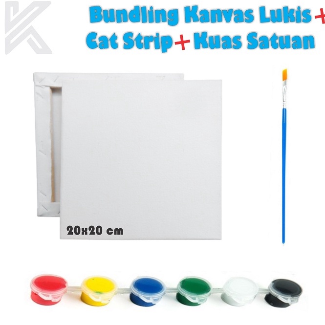 

Ready Murah BUNDLING Kanvas Lukis 2x2 cm Kuas Satuan Cat Strip 3 ml