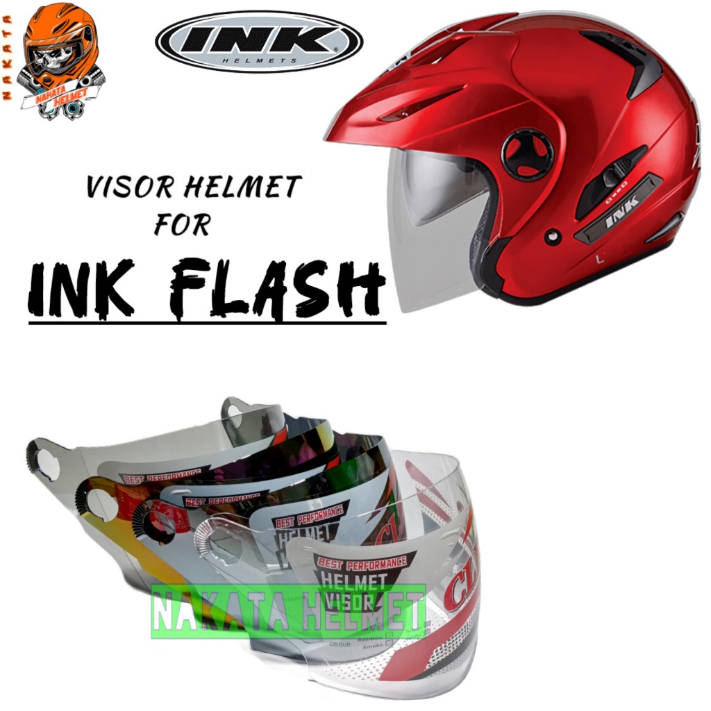 Kaca helm INK FLASH visor helmet ink flash pelangi silver hitam