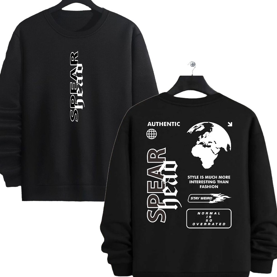 SWEATER CREWNECK PRIA BLACK SWEATER DIFFERENT CN DIFFERENT JAKET COWOK