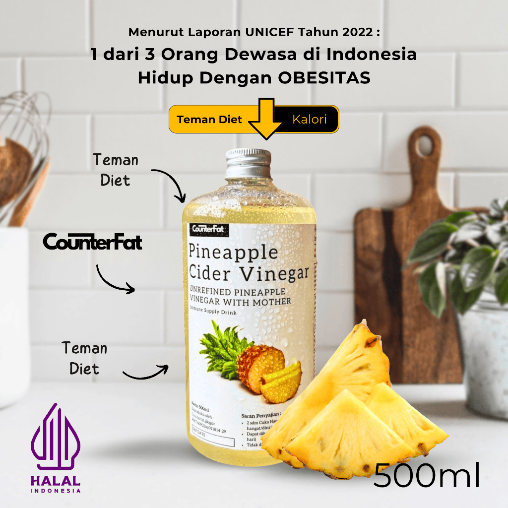 

CounterFat Cuka Nanas Original 500ml Minuman Diet Detoks Pineapple Cider Vinegar Toner Wajah Alami
