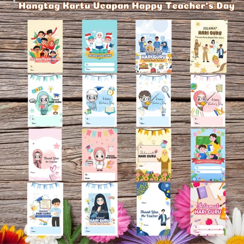 Hangtag / Stiker / Kartu Ucapan Label selamat hari guru Thank You My Teacher Terima Kasih Guru Ku de