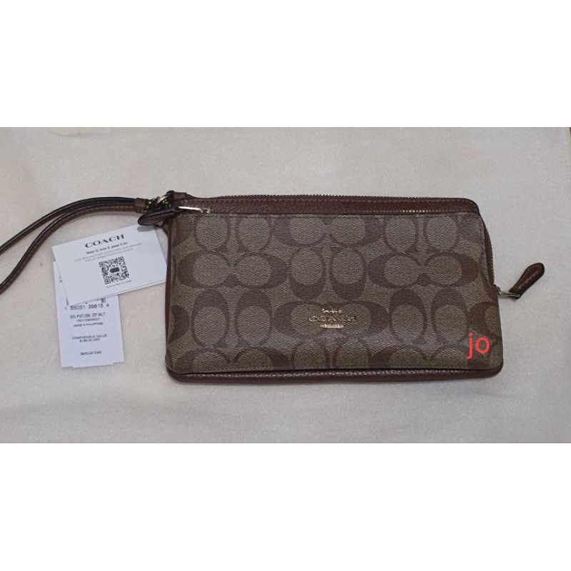 Coach double zip wristlet