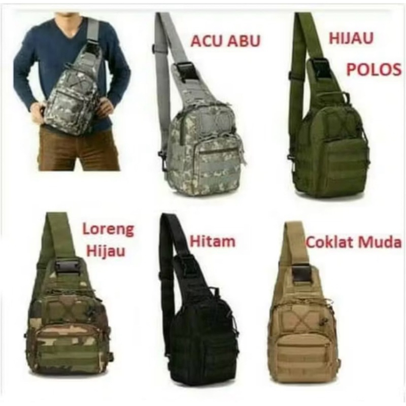 tas selempang pria army kanvas waisbag dada