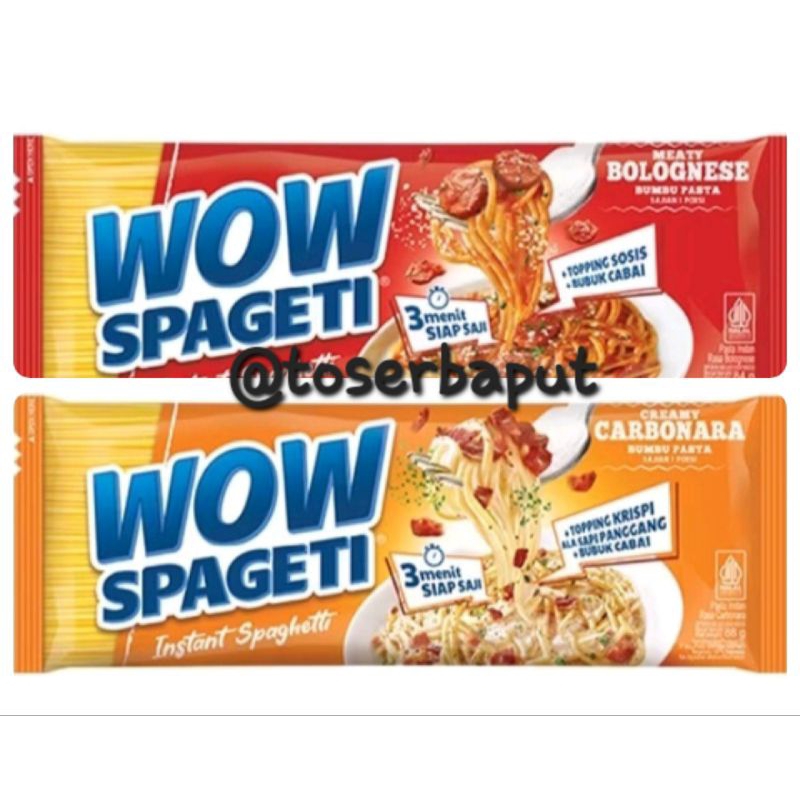 

ECER 1PCS WOW SPAGETI INSTANT SIAP SAJI / SPAGHETTI MEATY BOLOGNESE CREAMY CARBONARA PLUS BUMBU PASTA / MAKANAN HALAL VIRAL / MAYORA