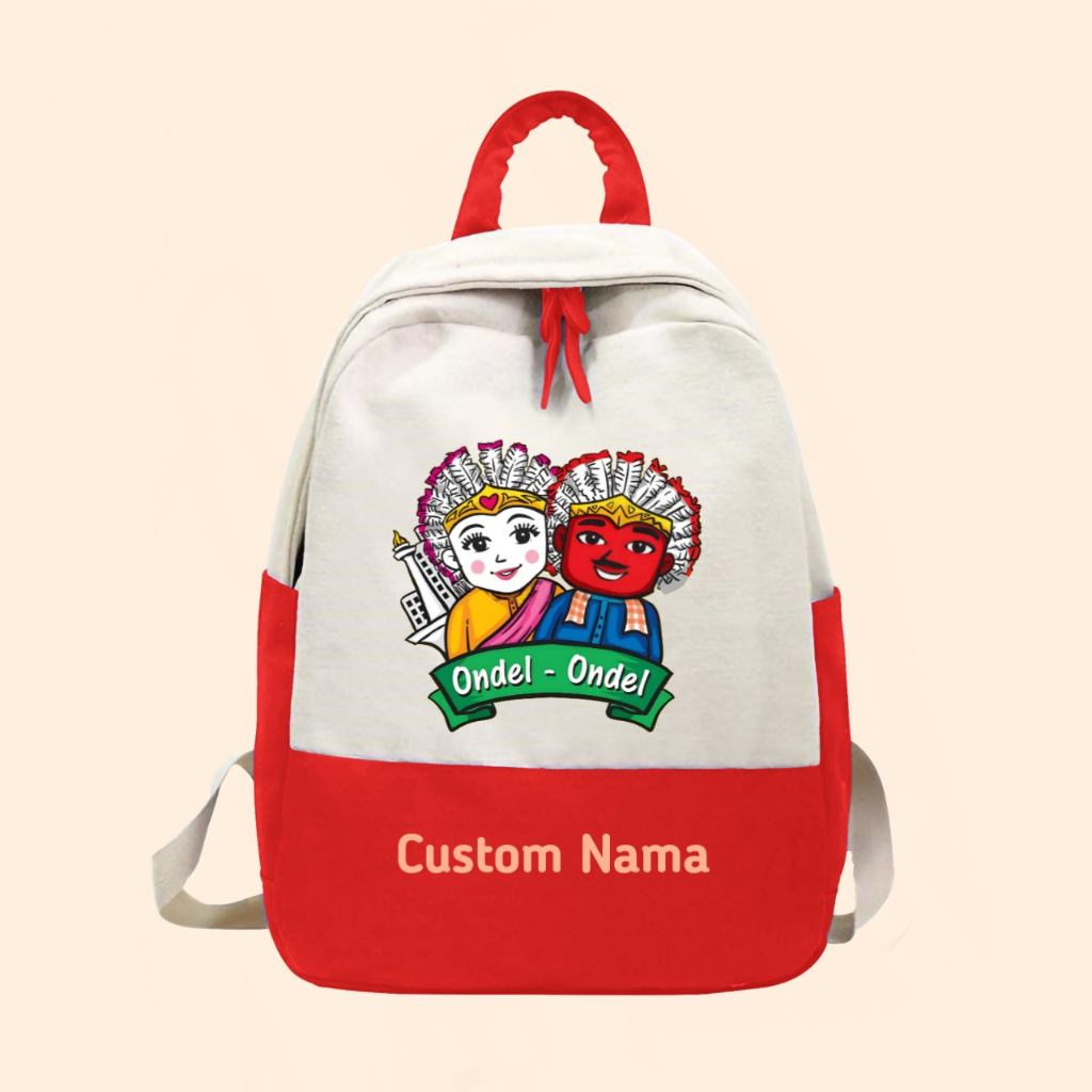 Tas ransel anak onde ondel jakarta betawi free cetak nama
