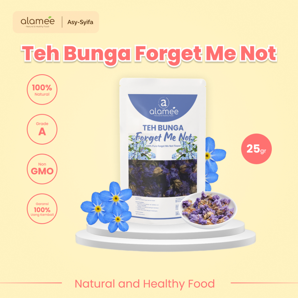 

ALAMEE Teh Bunga Forget Me Not Flower Tea Organik Kering Dried Siap Seduh Minum 25g