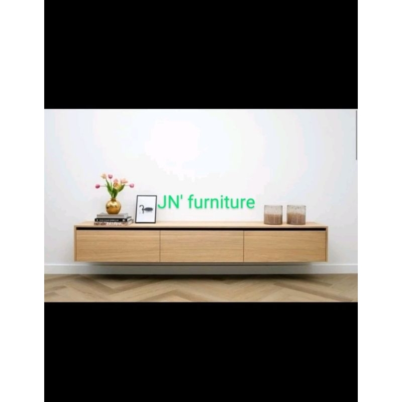 meja tv minimalis modern gantung rak tv tempel dinding