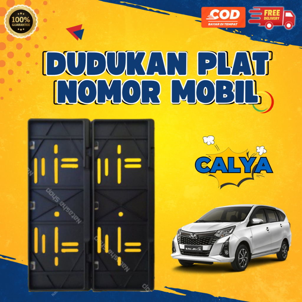 Cover Dudukan Plat Nomor Mobil CALYA Warna Hitam dan Putih Ukuran Standar 46 cm